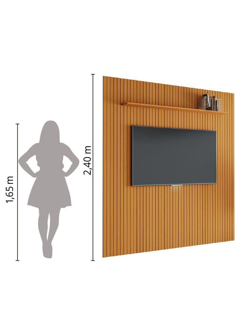 Painel Para Tv Até 75 Polegadas  Ripado Com Prateleira Arbo