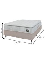 Cama Box Colchão Casal Espuma D45 Lazio Pillow Top 138x188x67cm Branco-Bege Hellen Suporta até 120kg por Pessoa