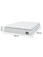 Cama Box Colchão Casal Espuma D45 Lazio Pillow Top 138x188x67cm Branco-Bege Hellen Suporta até 120kg por Pessoa