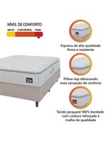 Cama Box Colchão Casal Espuma D45 Lazio Pillow Top 138x188x67cm Branco-Bege Hellen Suporta até 120kg por Pessoa