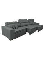 Sofá Retrátil E Reclinável 3,52m Austin Com Molas No Assento Tecido Suede Velusoft Cinza