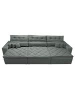 Sofá Retrátil E Reclinável 3,52m Austin Com Molas No Assento Tecido Suede Velusoft Cinza