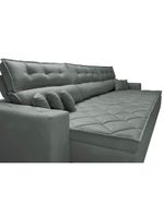 Sofá Retrátil E Reclinável 3,52m Austin Com Molas No Assento Tecido Suede Velusoft Cinza