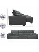 Sofá Retrátil E Reclinável 3,52m Austin Com Molas No Assento Tecido Suede Velusoft Cinza