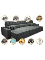 Sofá Retrátil E Reclinável 3,52m Austin Com Molas No Assento Tecido Suede Velusoft Cinza