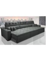 Sofá Retrátil E Reclinável 3,52m Austin Com Molas No Assento Tecido Suede Velusoft Cinza