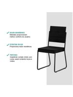 Conjunto 2 Cadeiras Tubo Preto com Napa Preta Carraro