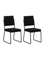 Conjunto 2 Cadeiras Tubo Preto com Napa Preta Carraro