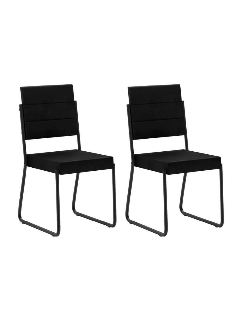 Conjunto 2 Cadeiras Tubo Preto com Napa Preta Carraro