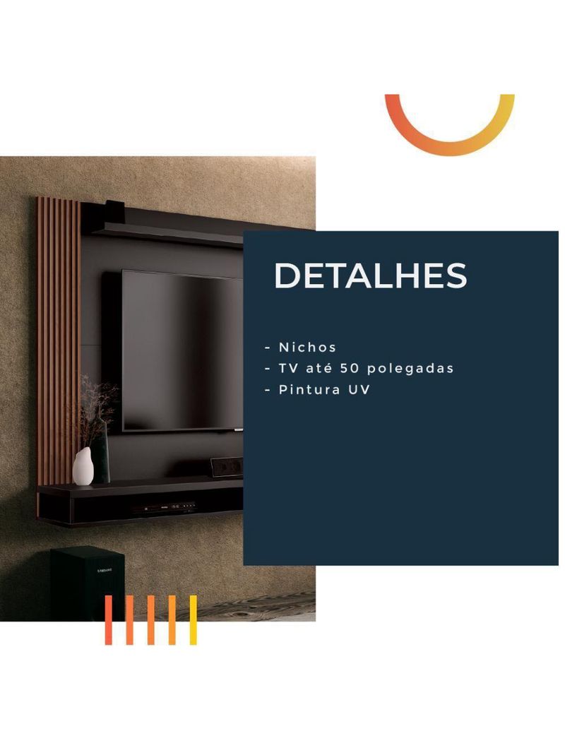 Painel TV Até 50" Dijon Ripado Preto