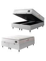 Cama Box Baú Casal Queen Colchão Espuma D45 Lazio Pillow Top 158x198x65cm Branco Hellen