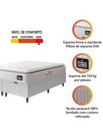Cama Box Baú Casal Queen Colchão Espuma D45 Lazio Pillow Top 158x198x65cm Branco Hellen