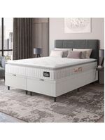 Cama Box Baú Casal Queen Colchão Espuma D45 Lazio Pillow Top 158x198x65cm Branco Hellen