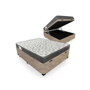 Cama Box Baú Casal Suede + Colchão de Espuma D33 Sereneprime 138x188x56cm – Bege