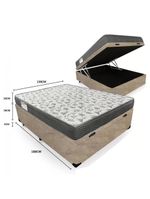 Cama Box Baú Casal Suede + Colchão de Espuma D33 Sereneprime 138x188x56cm – Bege
