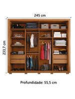 Guarda Roupas Casal Ripado e Espelho 2 Portas 4 Gavetas Eloa – Caemmun – Madeirado/Off White (Freijó/Off)