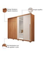 Guarda Roupas Casal Ripado e Espelho 2 Portas 4 Gavetas Eloa – Caemmun – Madeirado/Off White (Freijó/Off)