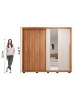 Guarda Roupas Casal Ripado e Espelho 2 Portas 4 Gavetas Eloa – Caemmun – Madeirado/Off White (Freijó/Off)