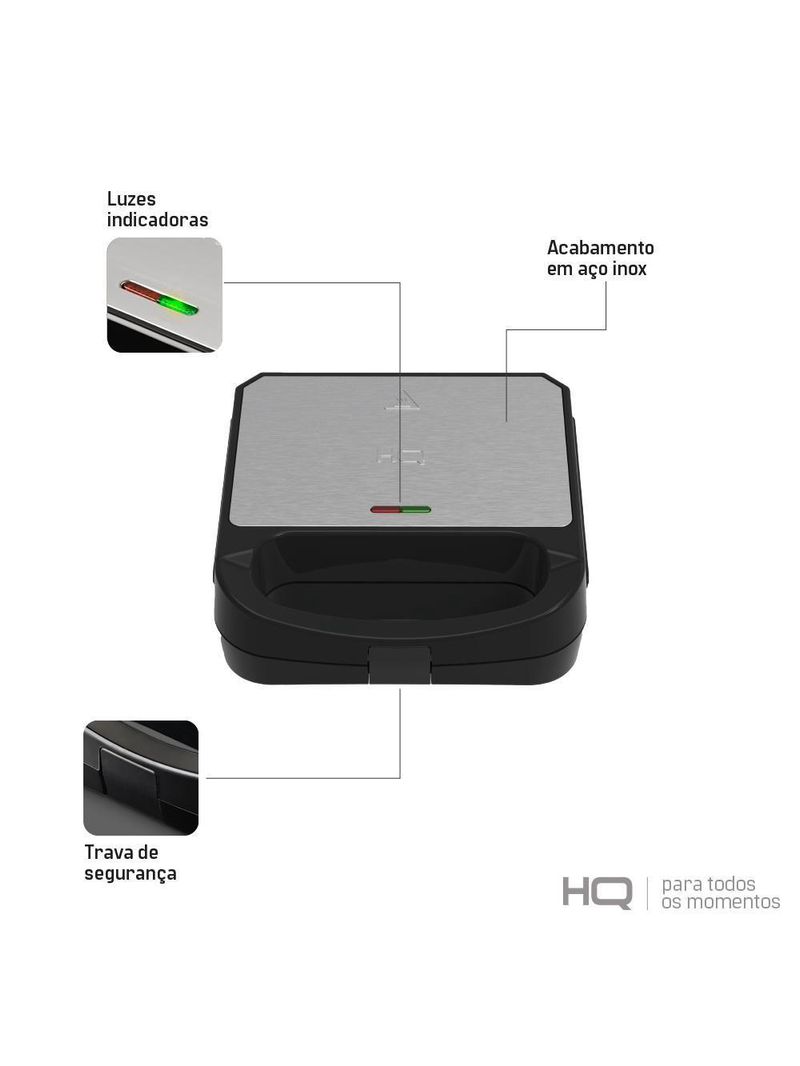 Sanduicheira e Grill HQ 750W Antiaderente Inox HQ-SG001 127V
