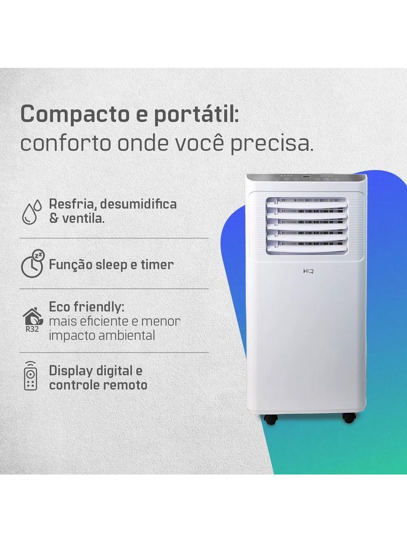 Ar Condicionado Portátil HQ 8500 Btu/h Frio Monofásico Branco HQ-AP8500FW 110V