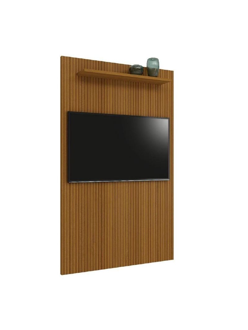 Painel Para Tv Até 55" Ripado Com Prateleira 1,35m Cedro EDN