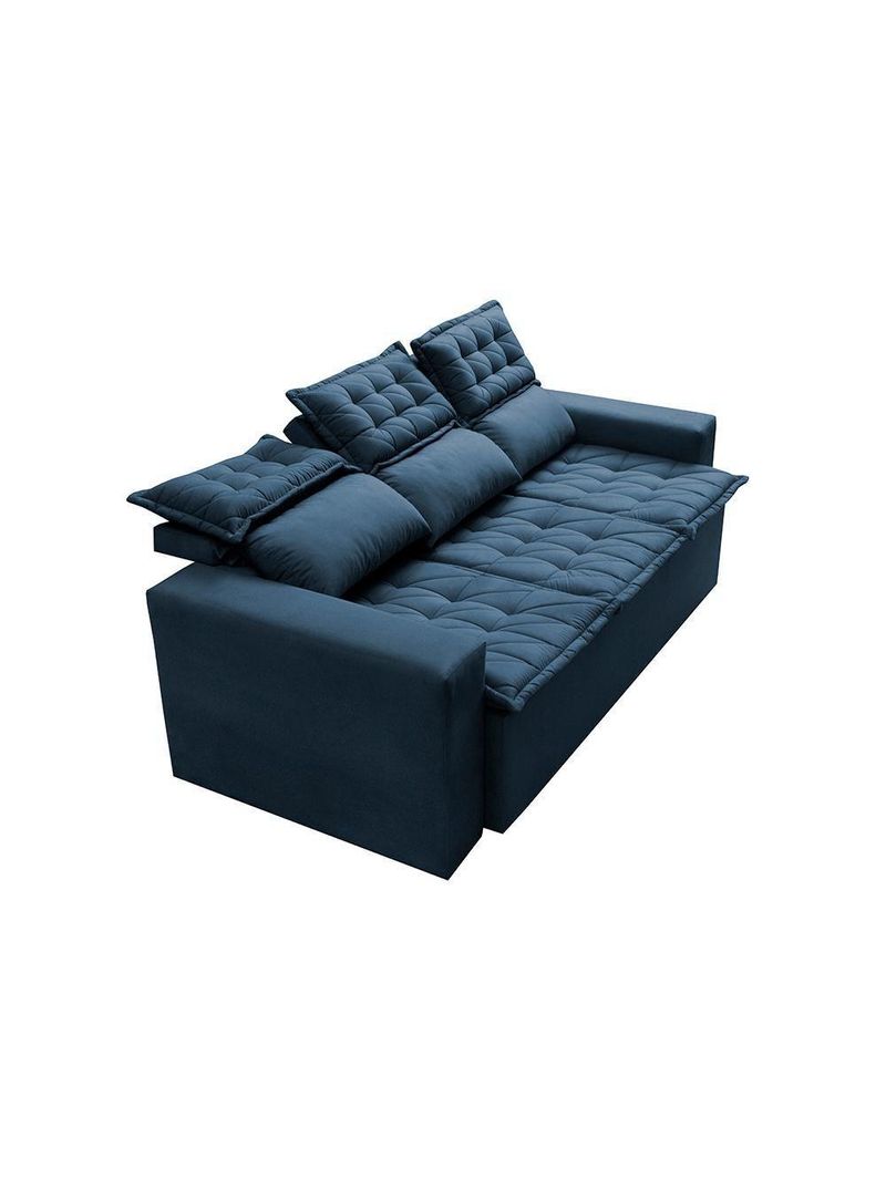 Conjunto Sofá 3 E 2 Lugares Retrátil Reclinável Slim Azul