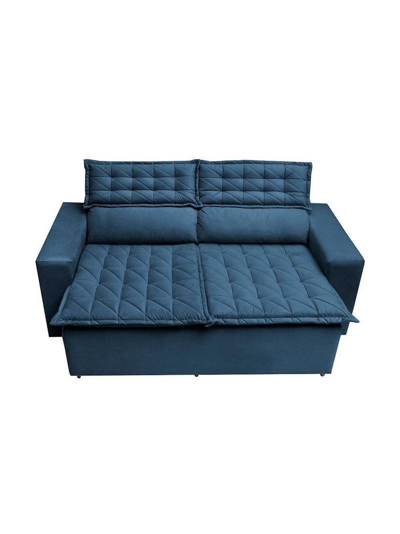 Conjunto Sofá 3 E 2 Lugares Retrátil Reclinável Slim Azul