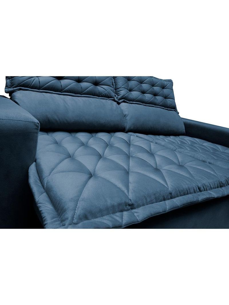 Conjunto Sofá 3 E 2 Lugares Retrátil Reclinável Slim Azul