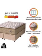 Cama Box Baú Casal King Colchão Molas Guarda Costas Max Com Pillow 193x203x81cm Suede Bege/branco