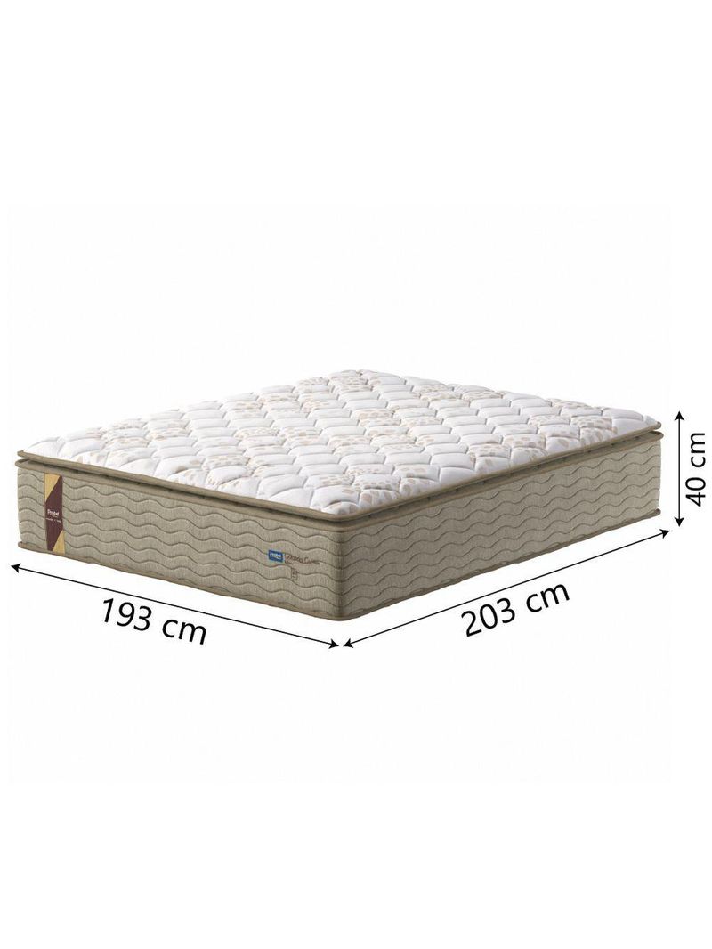 Cama Box Baú Casal King Colchão Molas Guarda Costas Max Com Pillow 193x203x81cm Suede Bege/branco