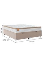 Cama Box Baú Colchão Casal King Molas Ensacadas Real 193x203x68cm Bege/branco Inducol Branco Nat