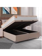 Cama Box Baú Colchão Casal King Molas Ensacadas Real 193x203x68cm Bege/branco Inducol Branco Nat