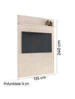 Painel Para Tv Até 55" Ripado Com Prateleira Off White