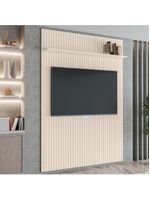 Painel Para Tv Até 55" Ripado Com Prateleira Off White
