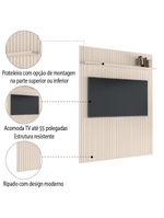 Painel Para Tv Até 55" Ripado Com Prateleira Off White