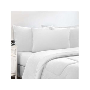 Kit Edredom + Jogo de Lençol Malha 100% Algodão Gran Moratta 6 Peças Queen - Branco/Branco