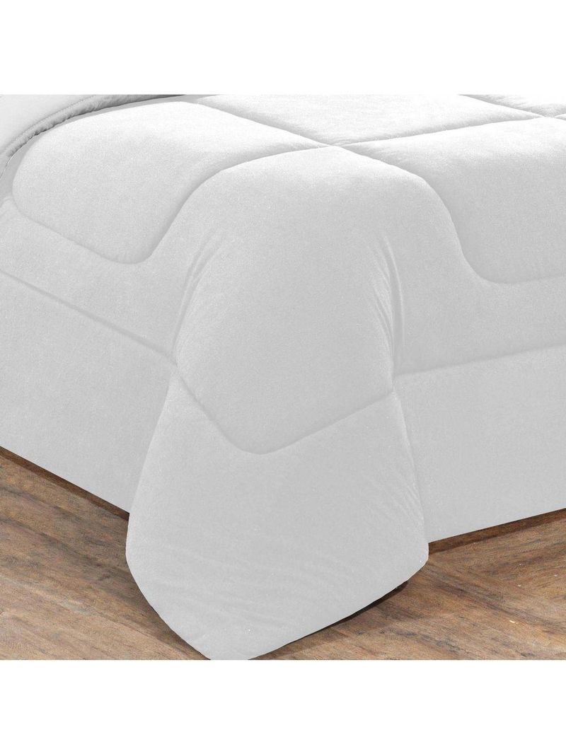 Kit Edredom + Jogo de Lençol Malha 100% Algodão Gran Moratta 6 Peças Queen - Branco/Branco