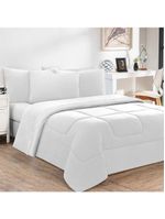 Kit Edredom + Jogo de Lençol Malha 100% Algodão Gran Moratta 6 Peças Queen - Branco/Branco