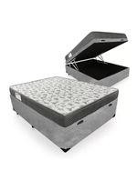 Cama Box Baú Casal Suede + Colchão De Espuma D33 - Sereneprime - 138cm Cinza