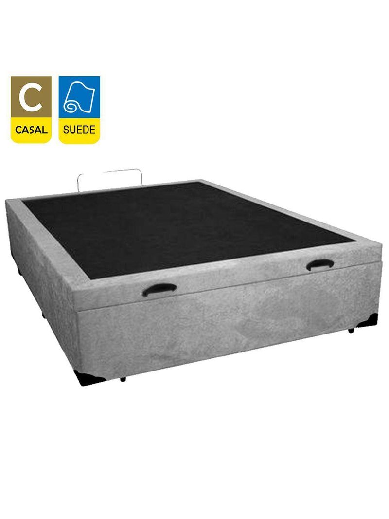Cama Box Baú Casal Suede + Colchão De Espuma D33 - Sereneprime - 138cm Cinza