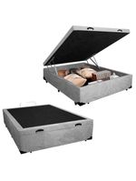 Cama Box Baú Casal Suede + Colchão De Espuma D33 - Sereneprime - 138cm Cinza