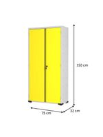 Armário Aço Escritório Fechadura 3 Prateleiras Ea303 Amarelo