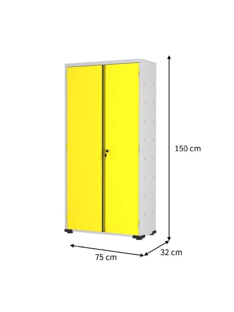 Armário Aço Escritório Fechadura 3 Prateleiras Ea303 Amarelo