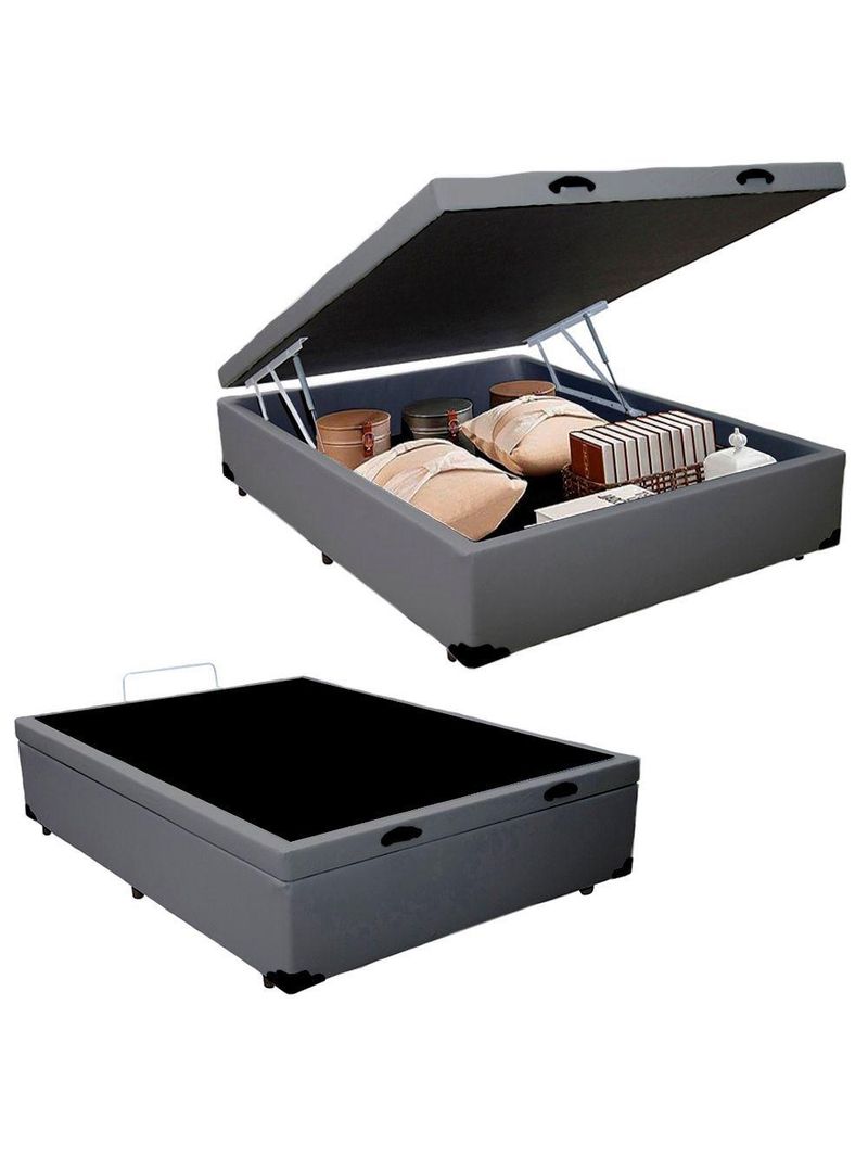 Cama Box Baú Casal Sintético Sereneprime Cinza 138x188x44