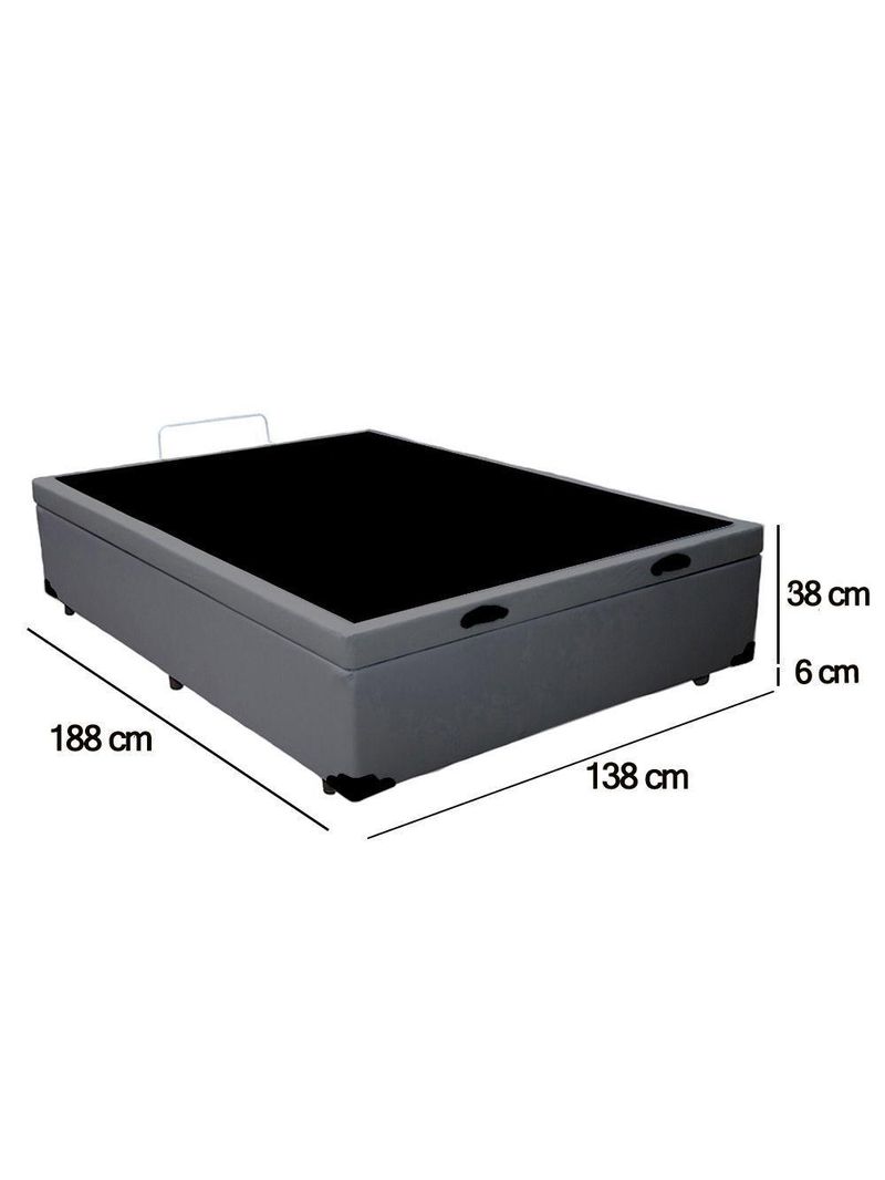 Cama Box Baú Casal Sintético Sereneprime Cinza 138x188x44