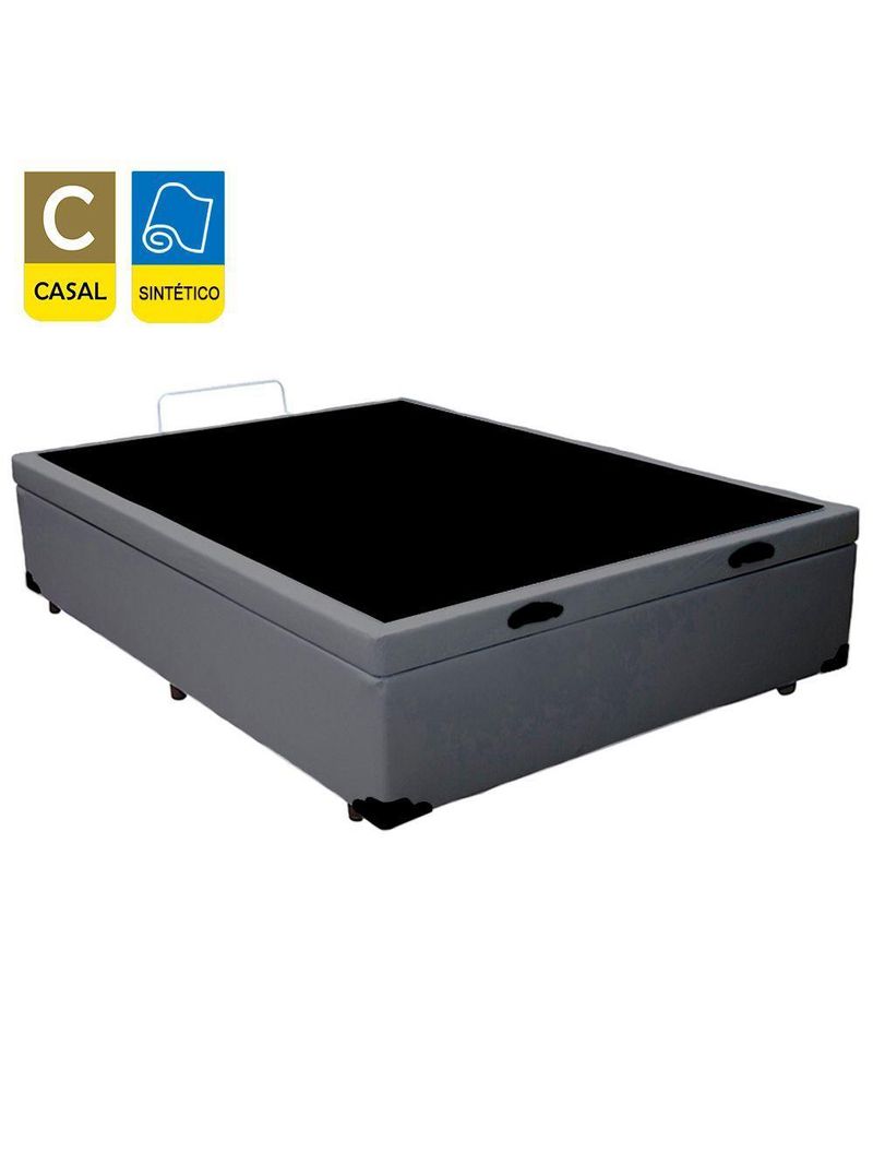 Cama Box Baú Casal Sintético Sereneprime Cinza 138x188x44