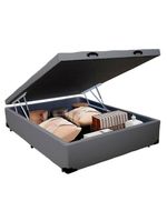 Cama Box Baú Casal Sintético Sereneprime Cinza 138x188x44