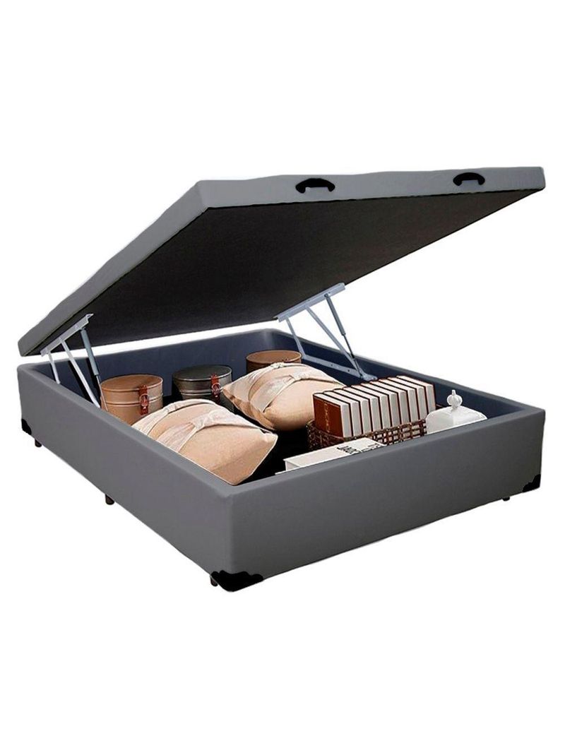 Cama Box Baú Casal Sintético Sereneprime Cinza 138x188x44