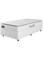 Cama Box Solteiro Colchão Espuma D33 Pillow Top New Millenium 88x188x57cm Branco Hellen – Suporta Até 120 Kg Por Pessoa