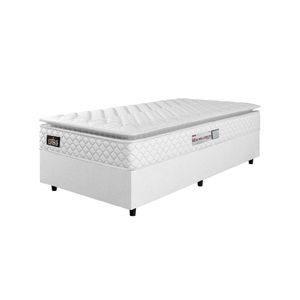 Cama Box Solteiro Colchão Espuma D33 Pillow Top New Millenium 88x188x57cm Branco Hellen – Suporta Até 120 Kg Por Pessoa